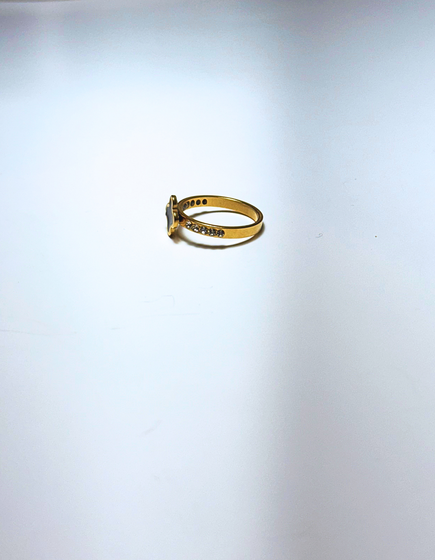 Black mini lucky charm ring