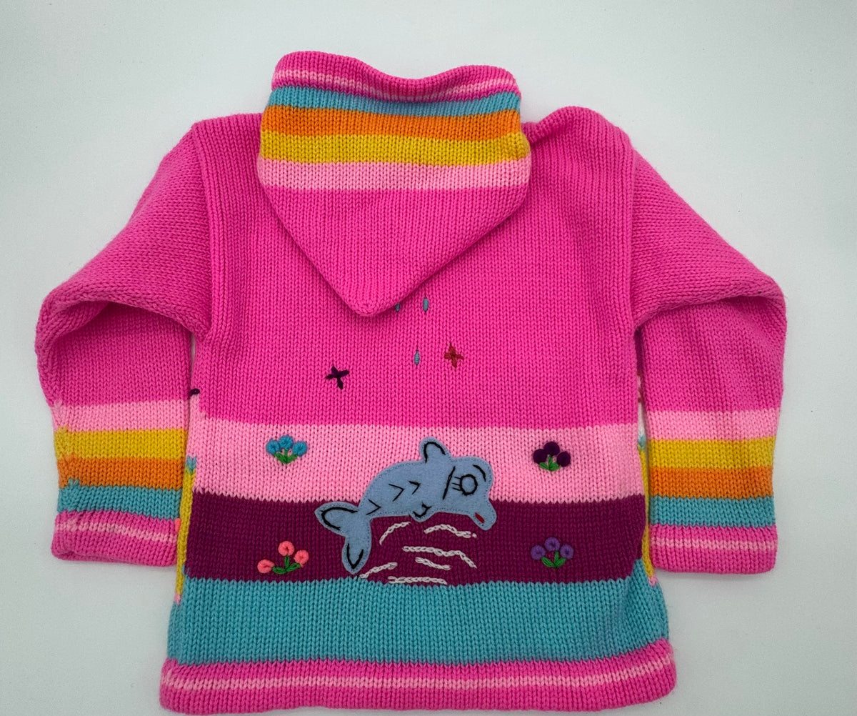 Children's sweater with a landscape design