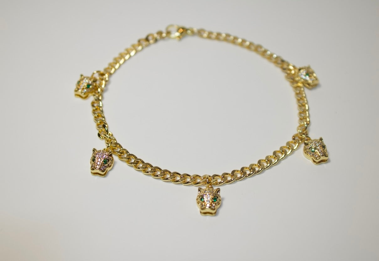 Green Eyed Tiger Anklet