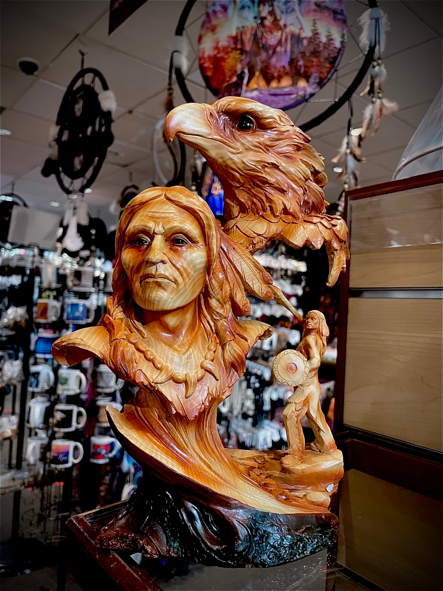 Native & Eagle Sculpture