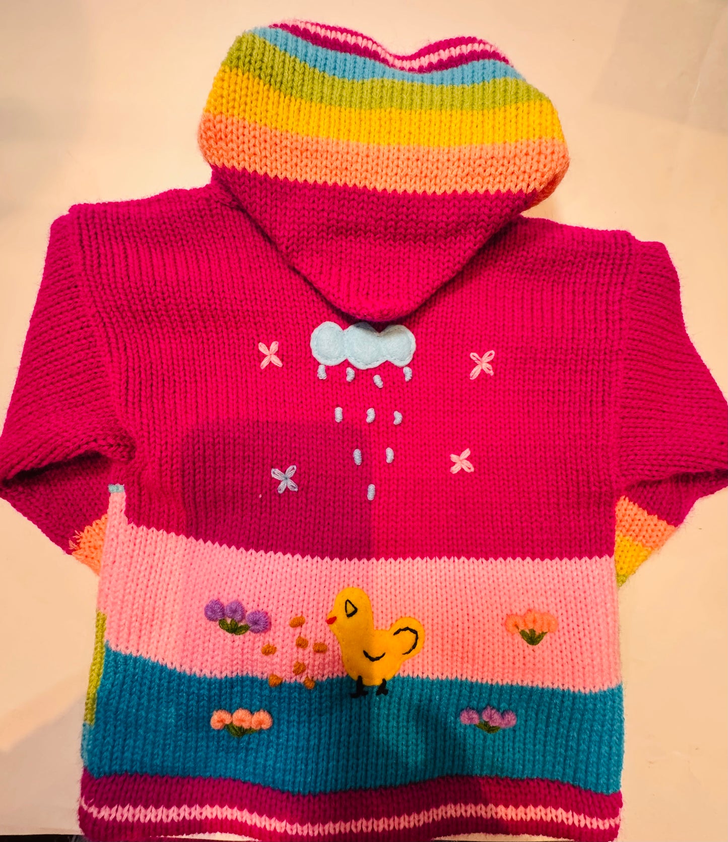 Children's sweater with a landscape design