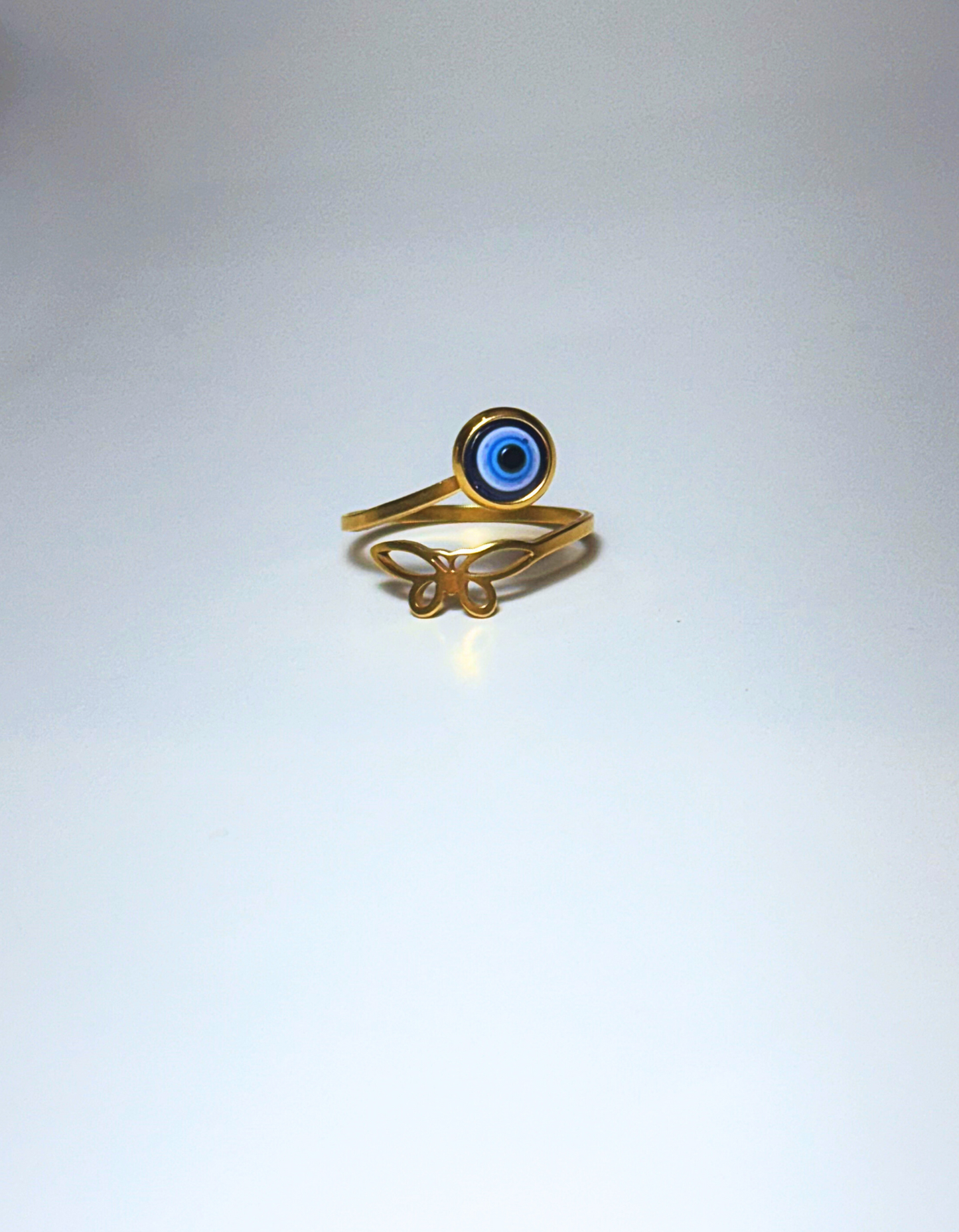 Evil eye with butterfly ring