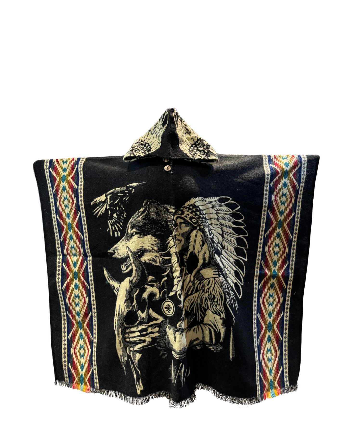 Native American & Wolf Poncho