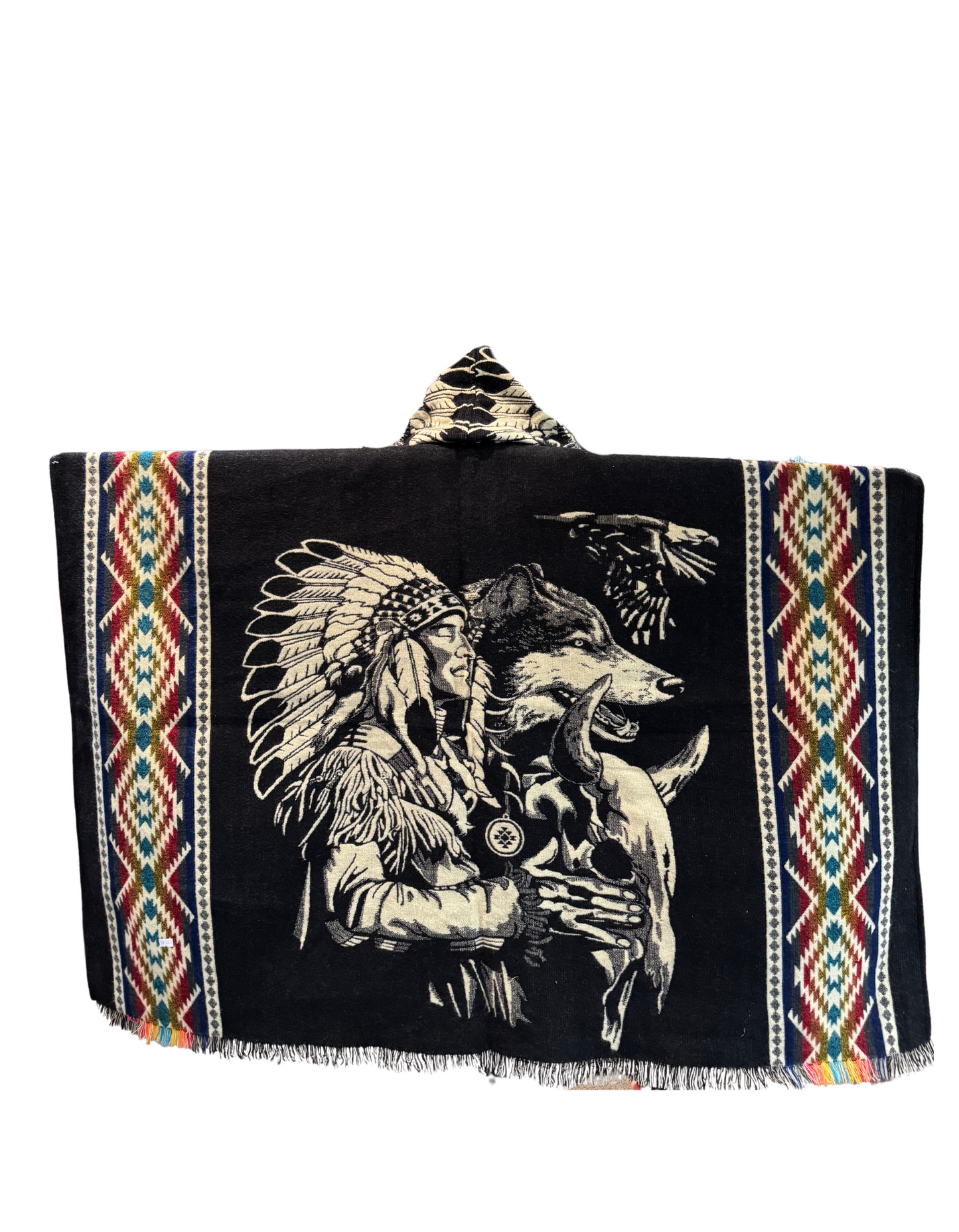 Native American & Wolf Poncho