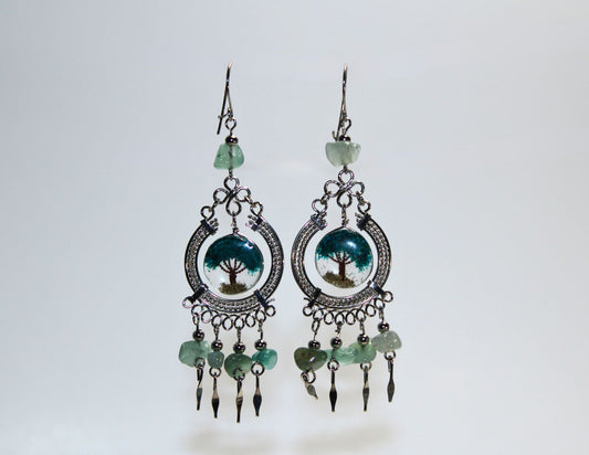 Jade Tree of Life Earring