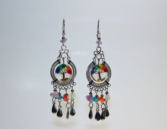 Multicolor Tree of Life Earring