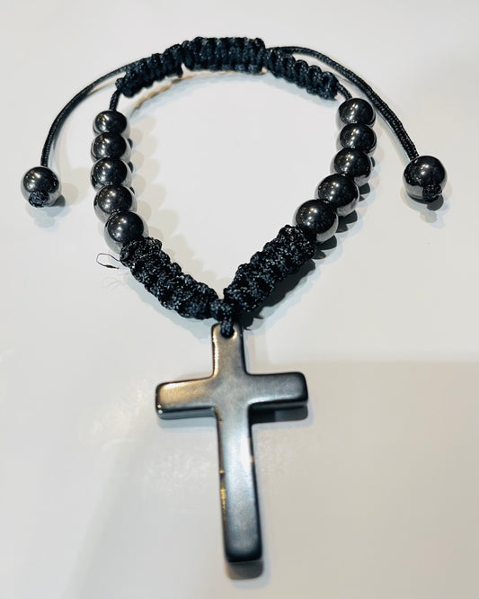 Hematite Cross Adjustable Bracelet