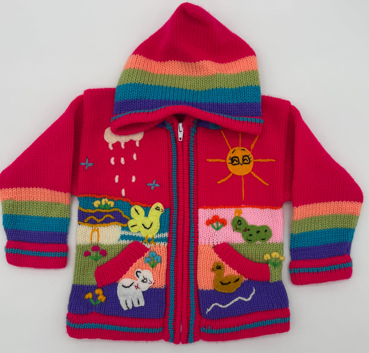 Children's sweater with a landscape design