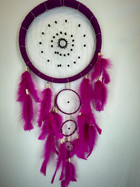 Dreamcatcher with Woven Thread, Wooden Beads