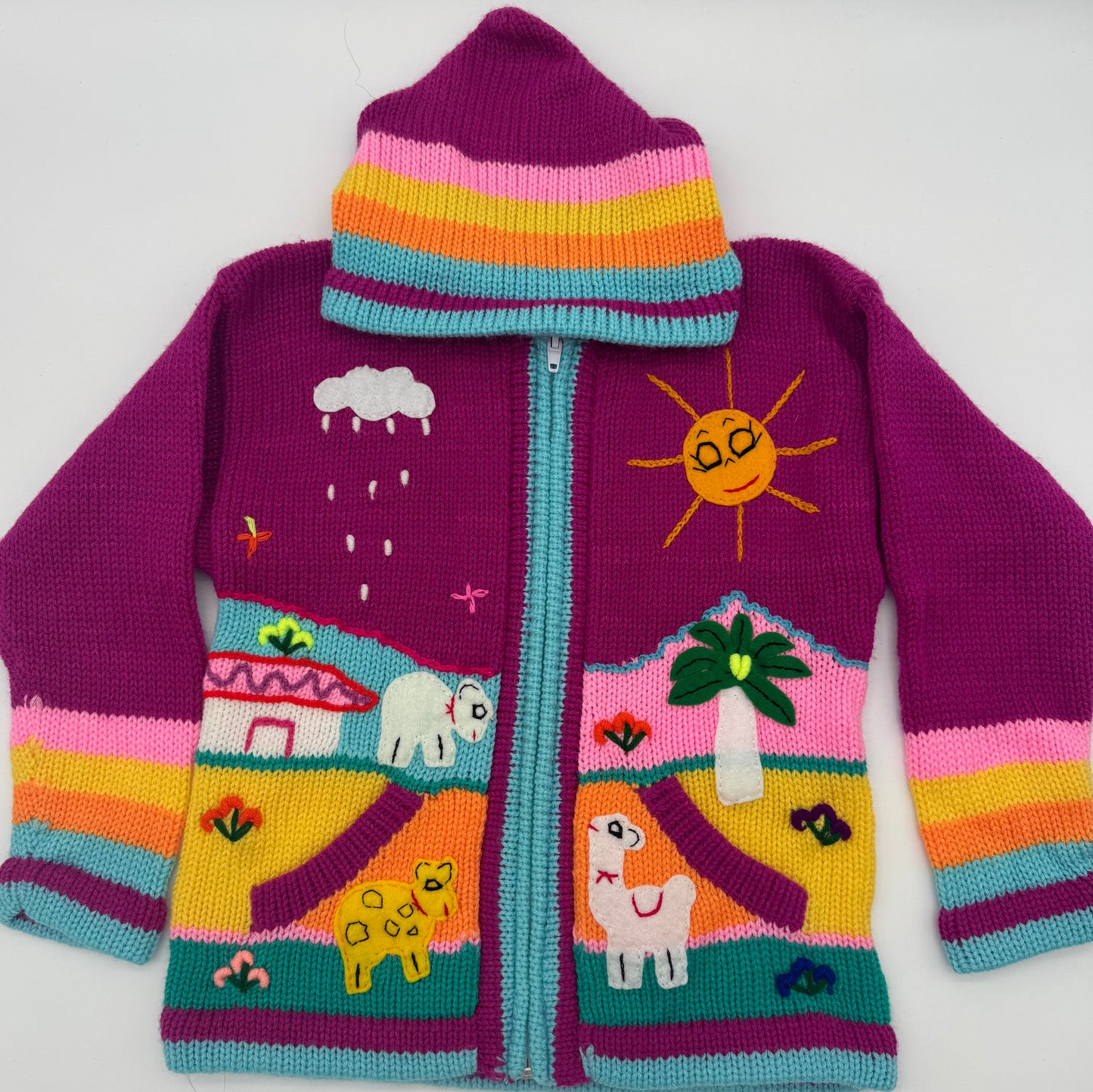 Children's sweater with a landscape design
