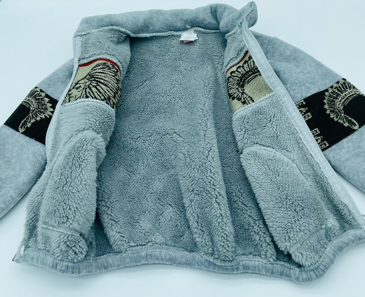 Fleece Jacket with Geometric Tribal Design