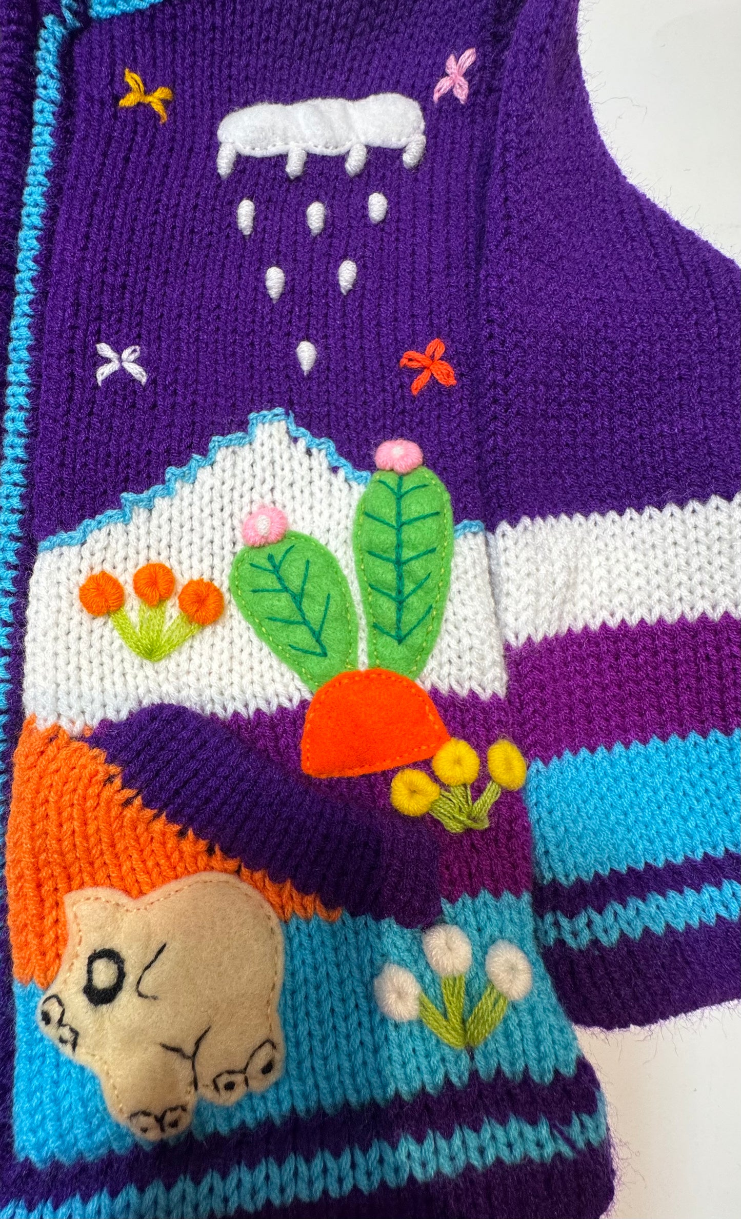 Children's sweater with a landscape design