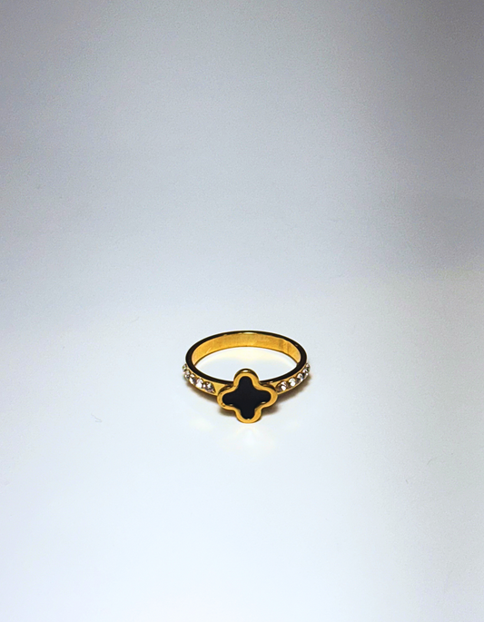 Black mini lucky charm ring