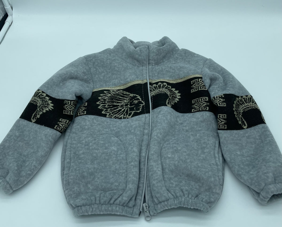 Fleece Jacket with Geometric Tribal Design