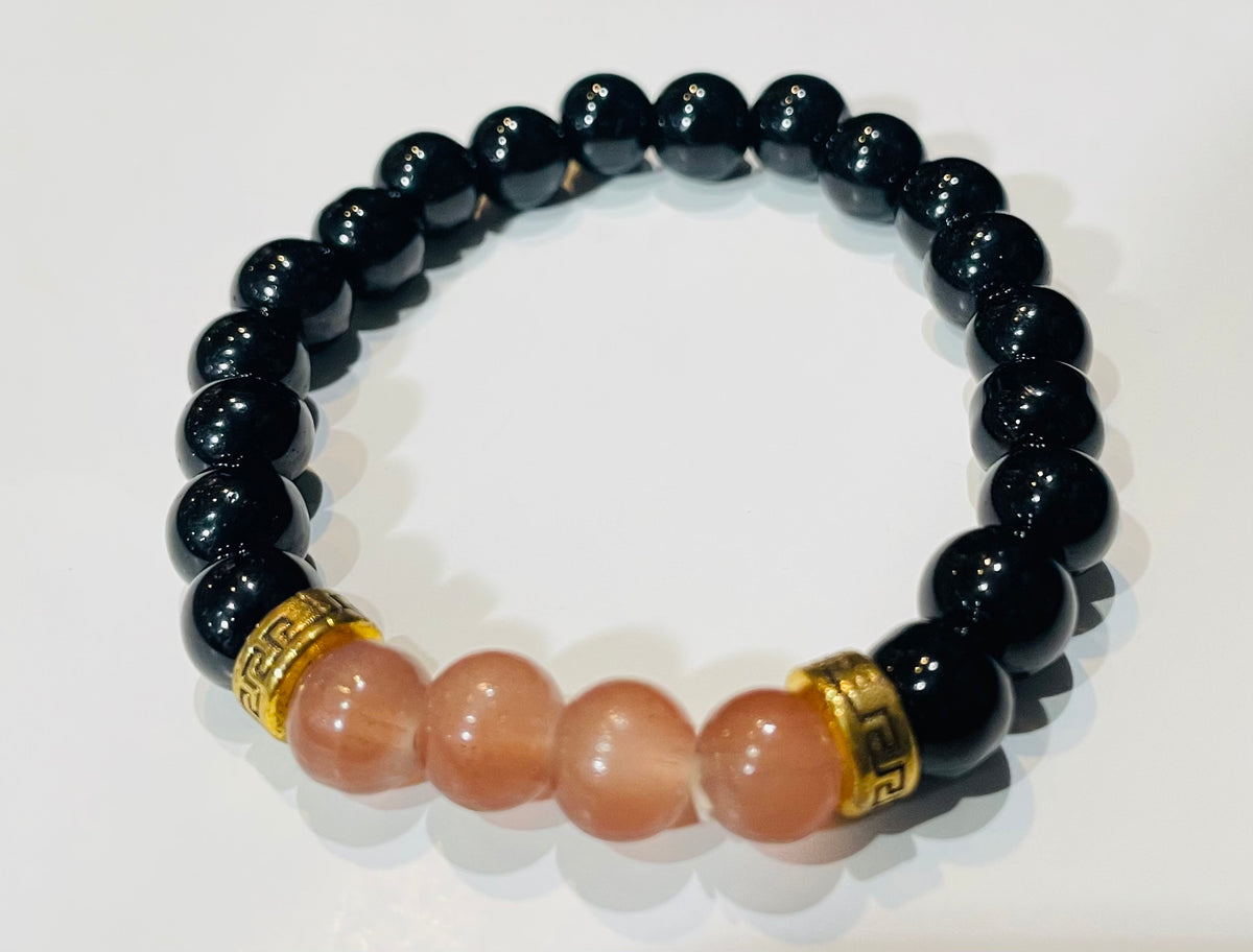 Black & Carnelian Gemstone Bracelet