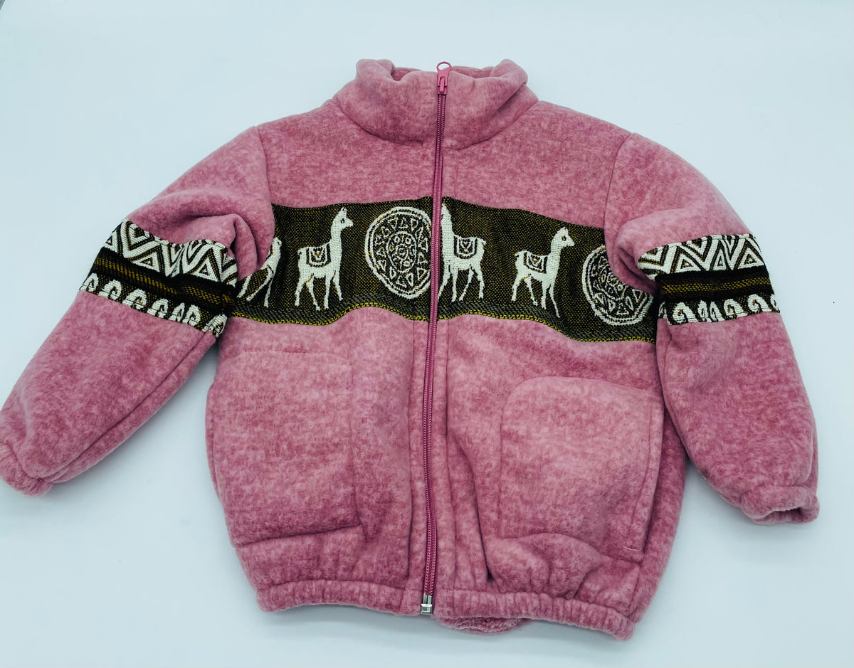 Fleece Jacket with Geometric Tribal Design