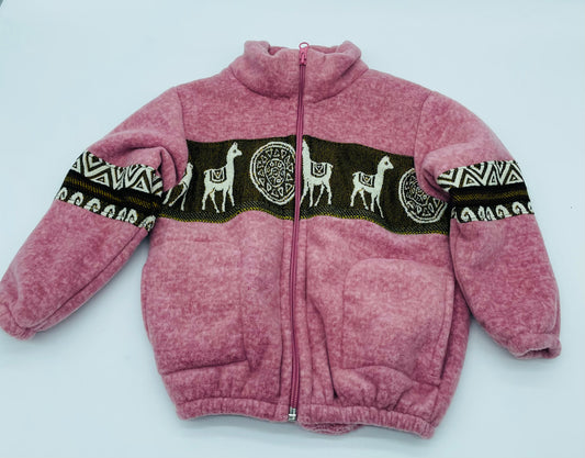 Fleece Jacket with Geometric Tribal Design