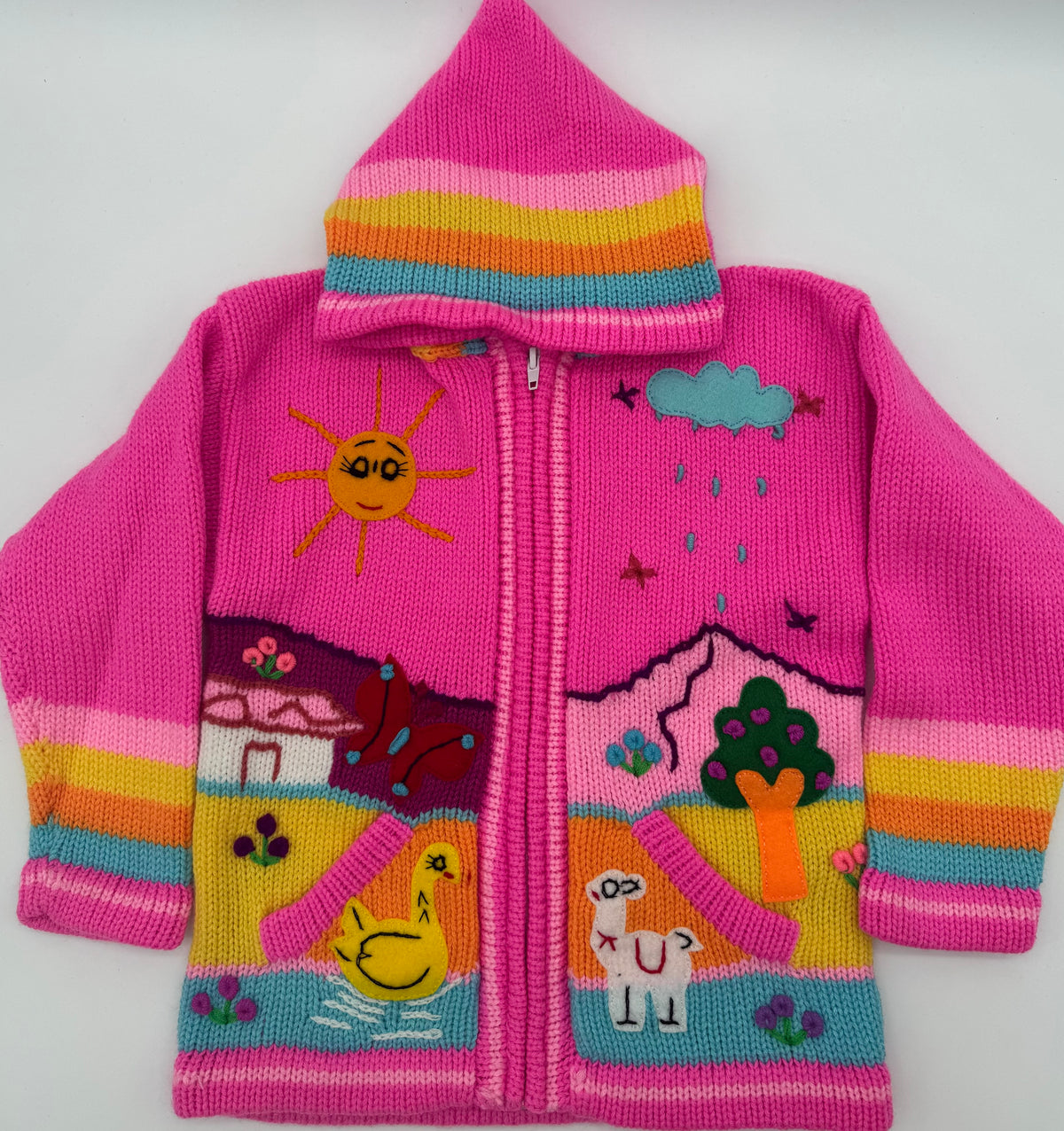 Children's sweater with a landscape design