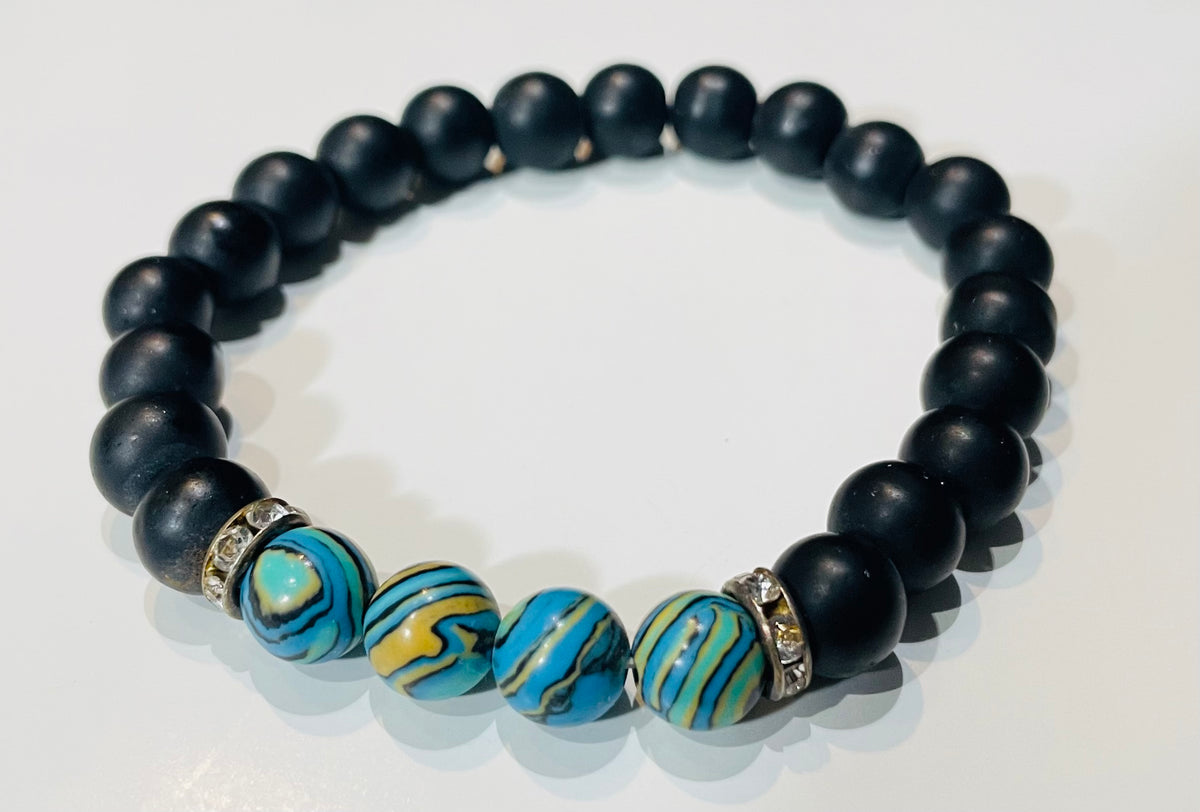 Black & Turquoise Gemstone Bracelet.