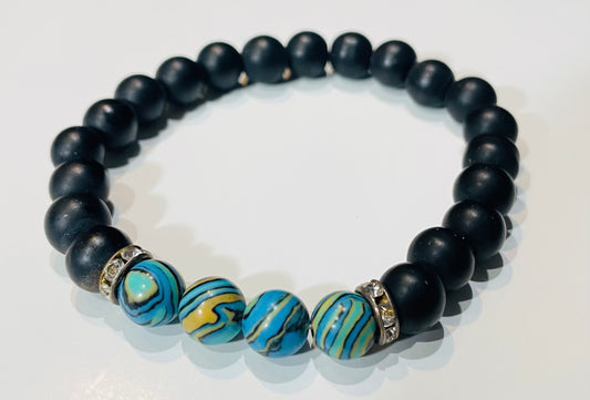 Black & Turquoise Gemstone Bracelet.
