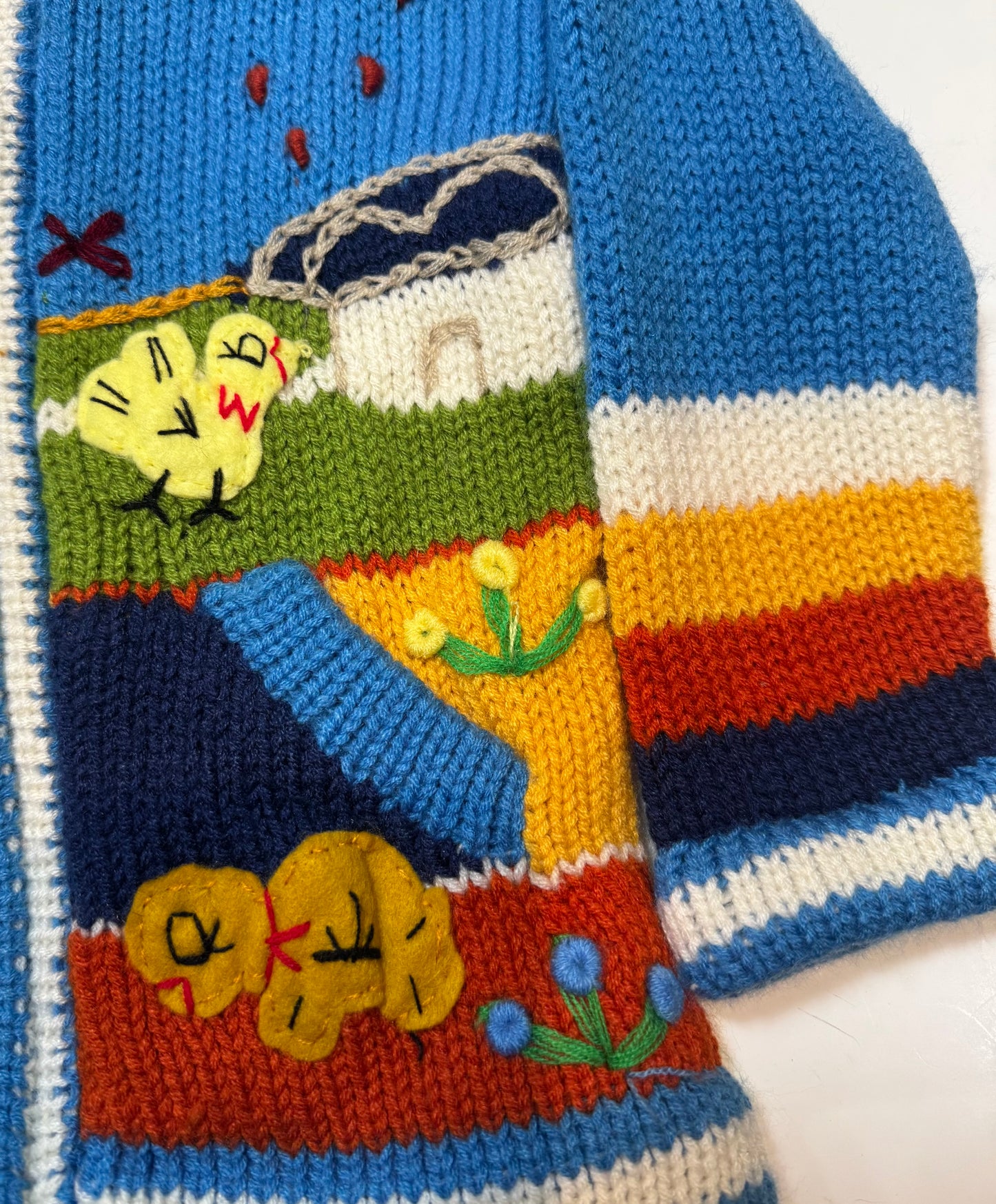 Children's sweater with a landscape design