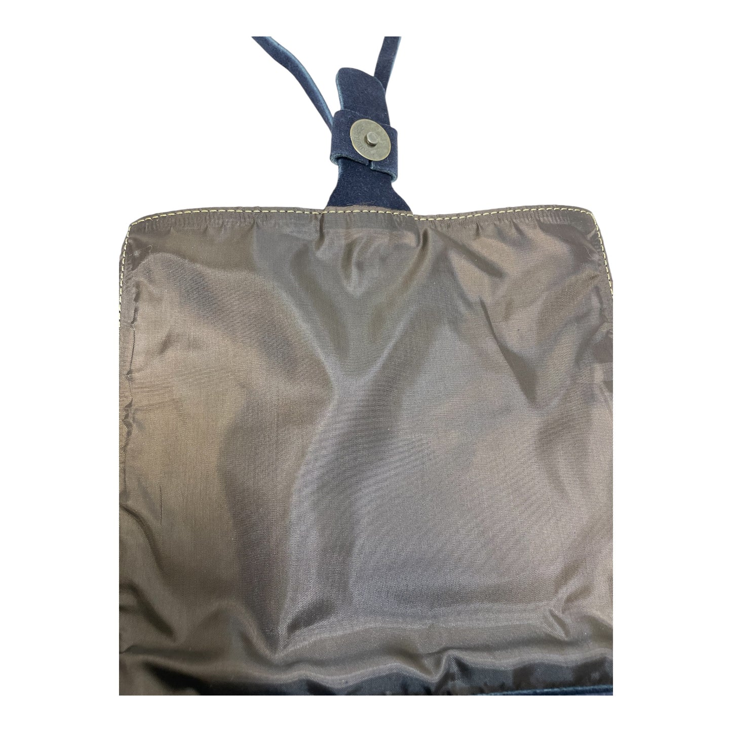 Leather bag with geometric wolf design