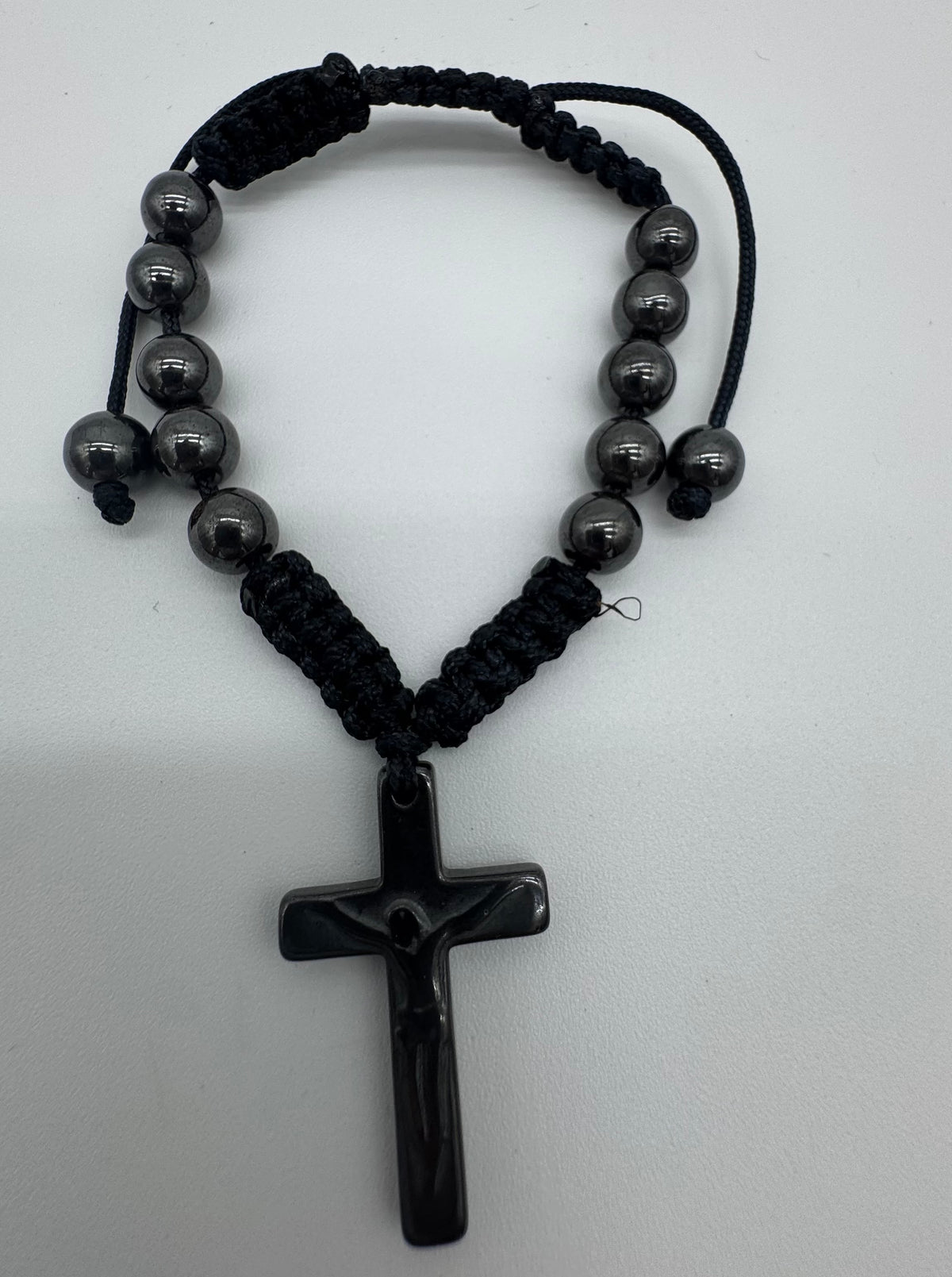 Hematite Cross Adjustable Bracelet.