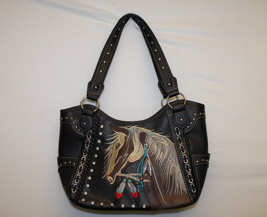 Native Feather & Horse Shoulder Bag