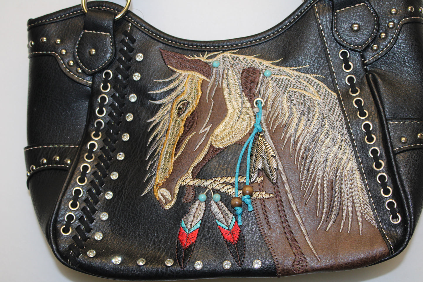 Native Feather & Horse Shoulder Bag