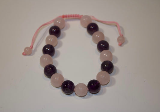 Rose Quartz & Amethyst String Bracelet