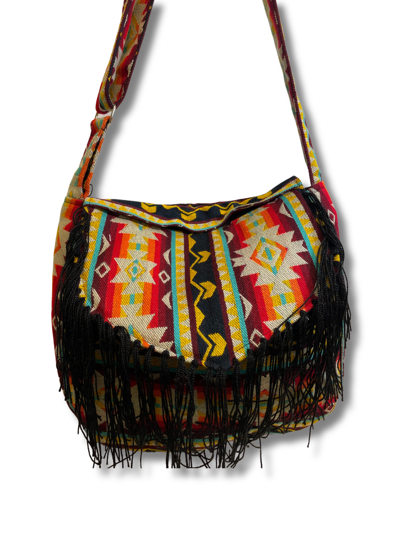 Brown multicolor handbag