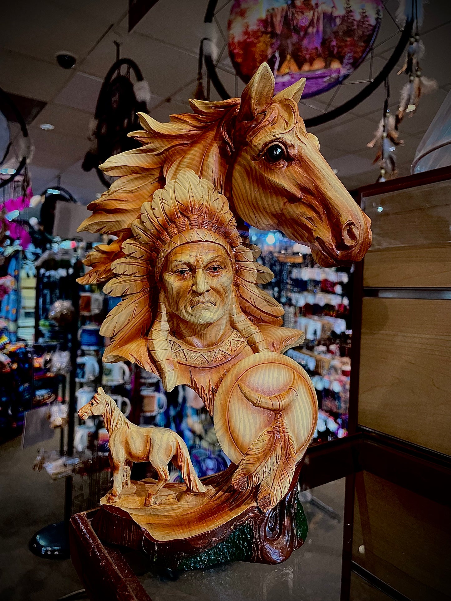 Native American & Horse Sculpture